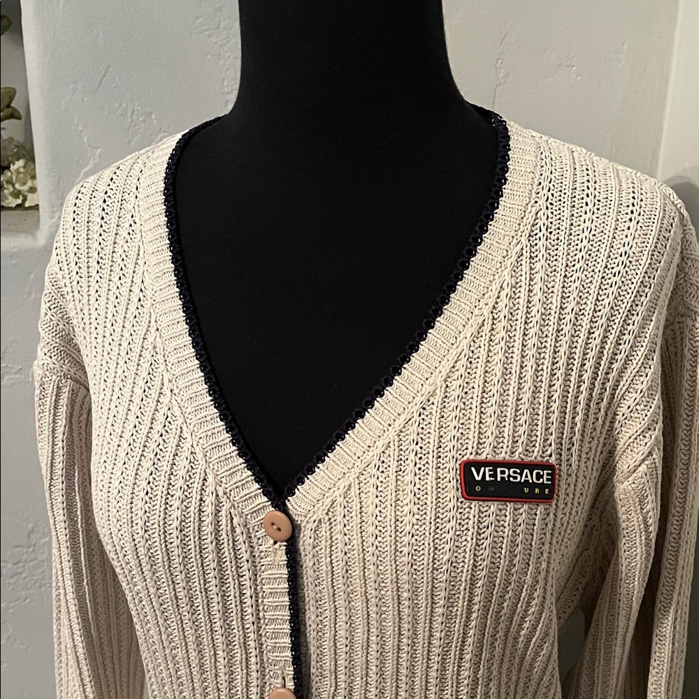 Versace Cream Button-Up Cardigan - Picture 2 of 7